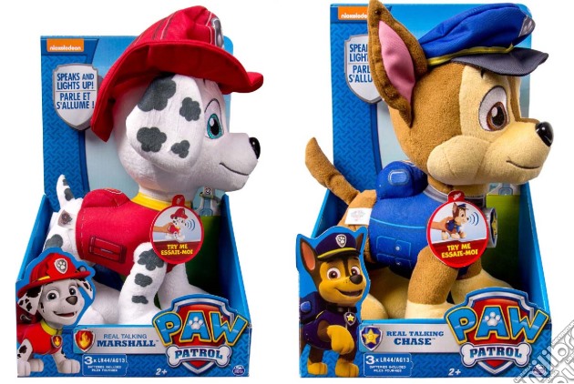 Paw Patrol - Peluche Deluxe Parlante (Marshall / Chase) gioco di Spin Master