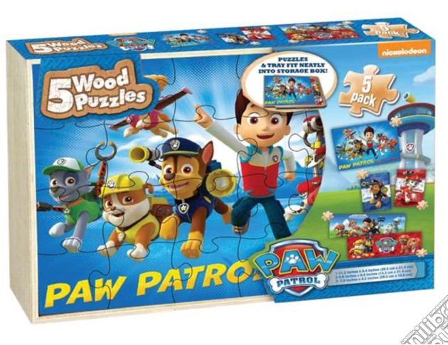 Paw Patrol - 5 Puzzle In Legno gioco di Spin Master