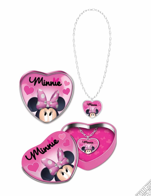 Disney: Joy Toy - Minnie Collana Con Ciondolo A Cuore In Scatola A Cuore In Latta 12 Cm gioco
