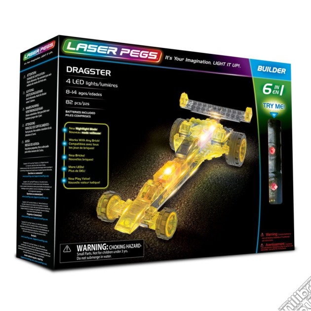 Laser Pegs - Dragster (82 Pz 4 Led) gioco di Laser Pegs