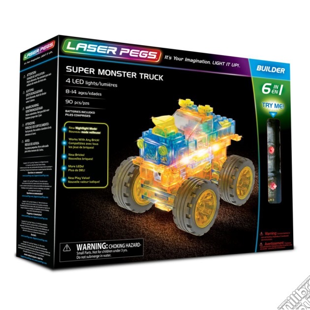 Laser Pegs - Super Monster Truck (90 Pz 4 Led) gioco di Laser Pegs