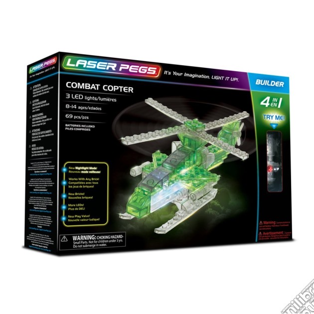 Laser Pegs - Elicottero Salvataggio (69 Pz 3 Led) gioco di Laser Pegs