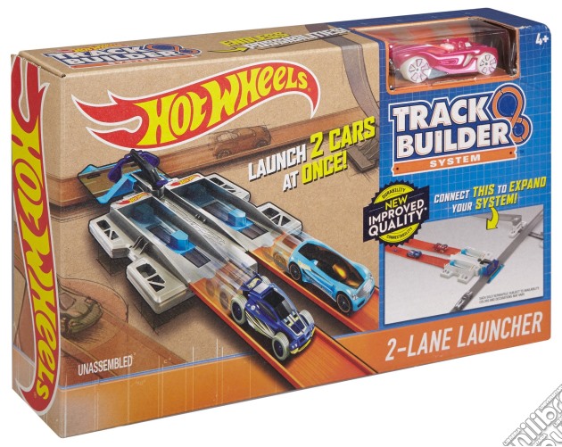 Mattel DJD68 - Hot Wheels - Track Builder - Essential Pack - Lanciatore + Veicolo - 2 Lane Launcher gioco di Hot Wheels