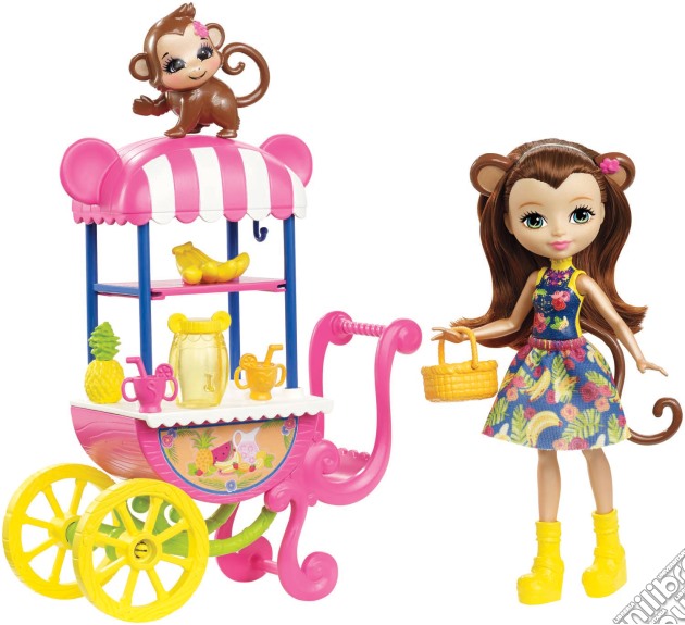 Mattel FCG93 - Enchantimals - Bambola Con Scimmietta E Carrello Della Frutta gioco di Mattel