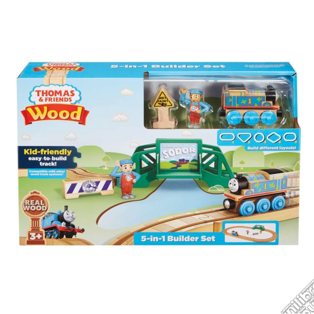 Mattel FHM64 - Il Trenino Thomas - Wooden Railway - 5-In-1 Starter Set gioco di Fisher Price