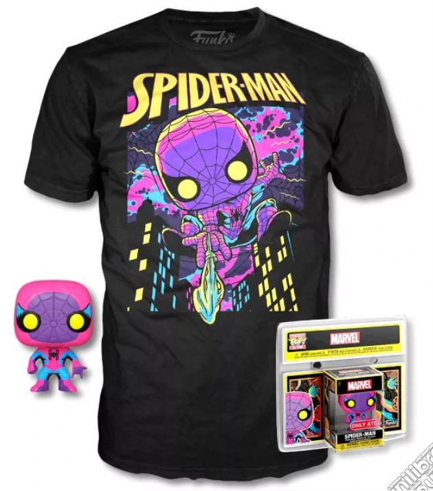 FUNKO TEE+POP POCKET Spider-Man Blacklight XL gioco di FUTS