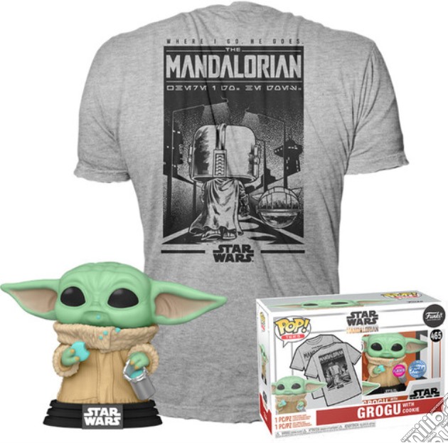 Star Wars: Funko Pop! Mini Pop! & Tee - The Mandalorian - Grogu With Cookie Tg. S gioco di FUTS