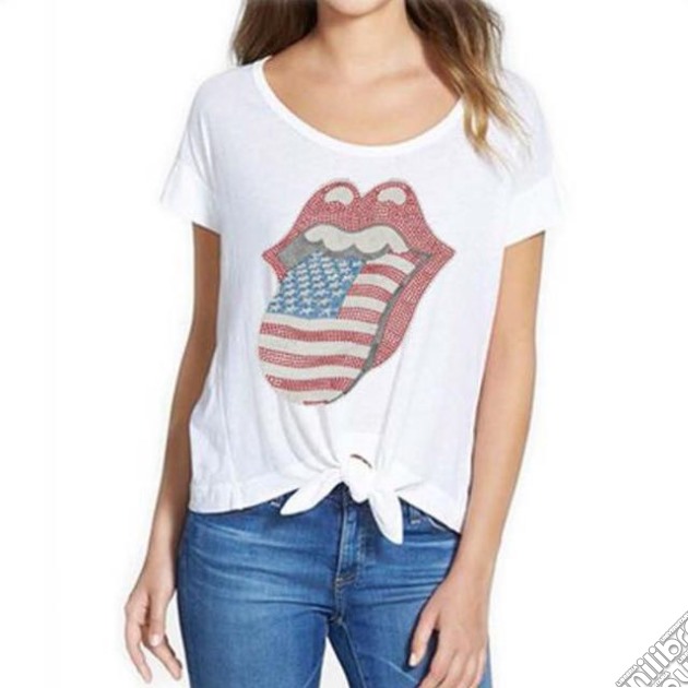 Rolling Stones (The) - Usa Bling Tongue White Knot (T-Shirt Donna Tg. S) gioco