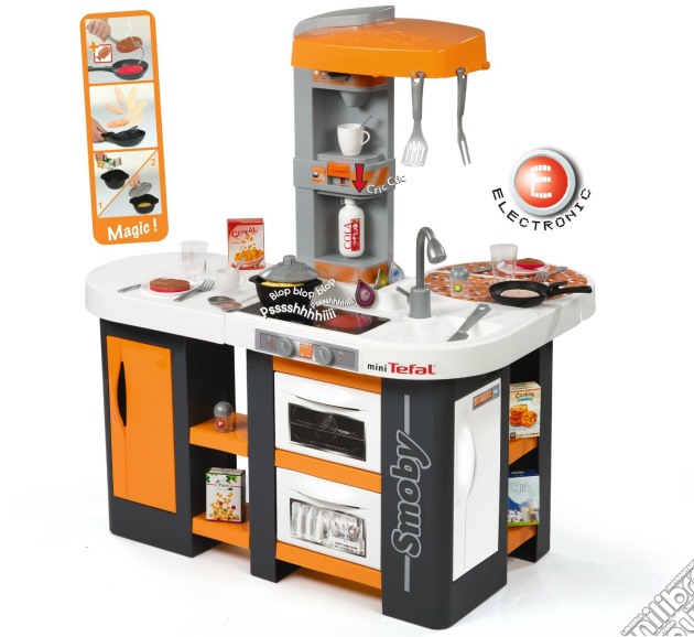 Cucina Studio XL Con Suoni Con Dispenser Acqua, Macchina Espresso, Lavastoviglie, Forno, Frigo E 36 Accessori gioco di Smoby