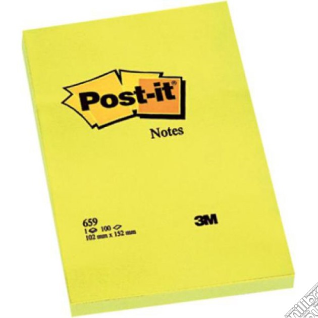 3M Post-it - 100 Foglietti Post-it Colore Giallo Canary 102x152mm (6 Pz) gioco