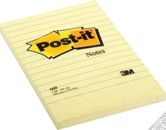 3M: Post-it - 100 Foglietti Post-it Colore Giallo Canary A Righe 102x152mm (6 Pz) gioco di 3M
