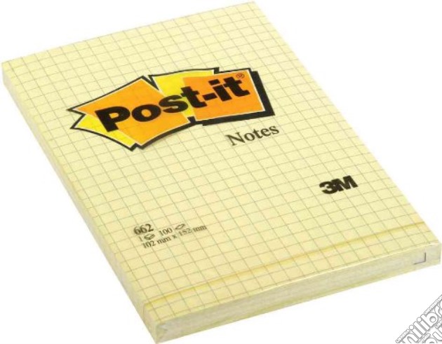3M Post-it - 100 Foglietti Post-it Colore Giallo Canary A Quadretti 102x152mm gioco di 3M
