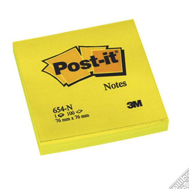 3M Post-it - 100 Foglietti Post-it Colore Giallo Neon 76x76mm gioco di 3M