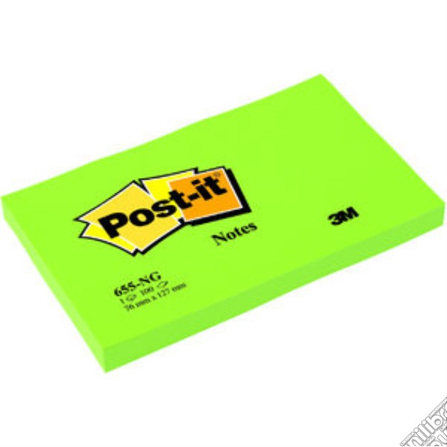 3M Post-it - 100 Foglietti Post-it Colore Verde Neon 127x76mm gioco di 3M