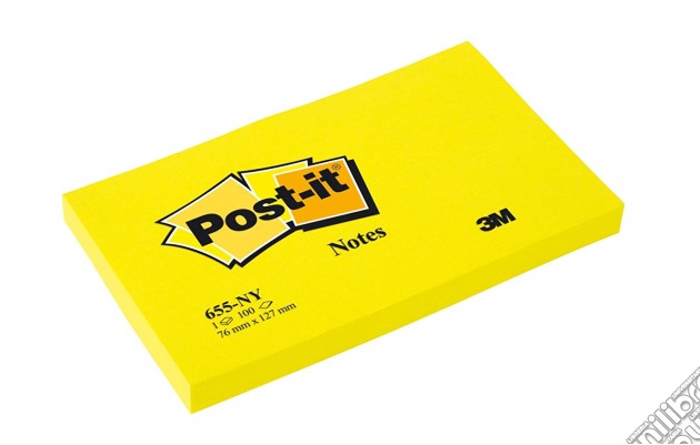 3M Post-It - 100 Foglietti Post-It Colore Giallo Neon 127X76Mm (6 Pz) gioco