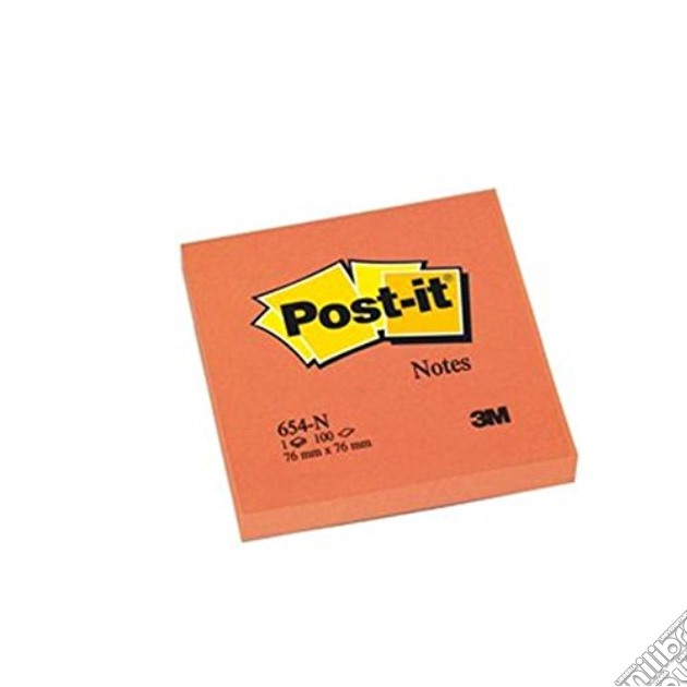 3M Post-it - 100 Foglietti Post-it Colore Arancio Neon 76x76mm gioco di 3M