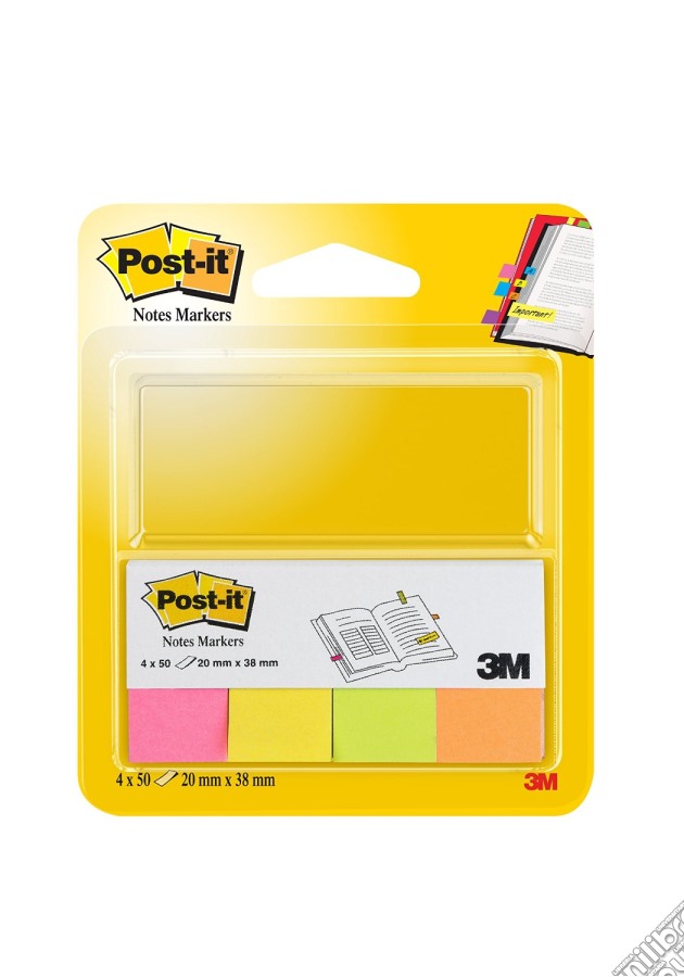 3M: Post-it - Segnapagina In Carta Con Supporto In Cartoncino - 4 Colori Neon gioco di 3M