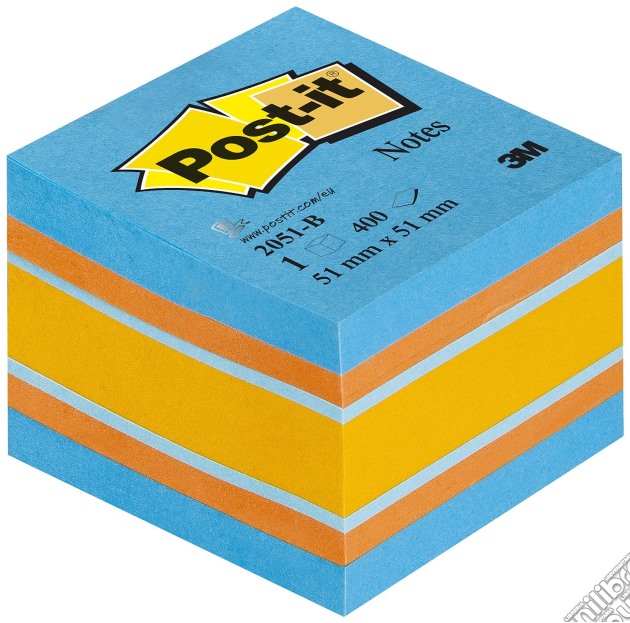 3M Post-it - Mini Cubo 400 Foglietti Post-it - Colori Balance Blu Ultra, Arancio Zucca, Blu Carta Da Zucchero, Giallo Ultra gioco di 3M