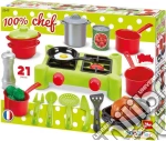 Ecoiffier: 100% Chef Set Stoviglie Da Cucina Con Fornello 21 Pz giochi