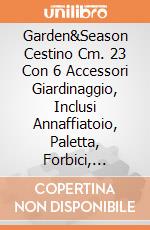 Garden&Season Cestino Cm. 23 Con 6 Accessori Giardinaggio, Inclusi Annaffiatoio, Paletta, Forbici, Rastrellino, Verdure giochi