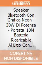 Speaker Bluetooth Con Grafica Neon - 30W Di Potenza -  Portata '10M Batteria Ricaricabile Al Litio Con Cavo Micro Usb (Incluso) giochi