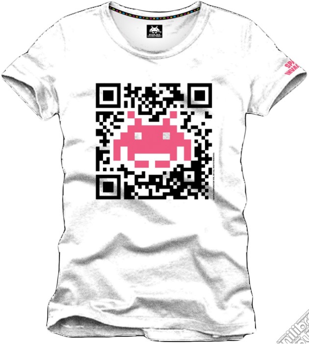 Space Invaders - QR Code White (T-Shirt Uomo S) gioco di TimeCity