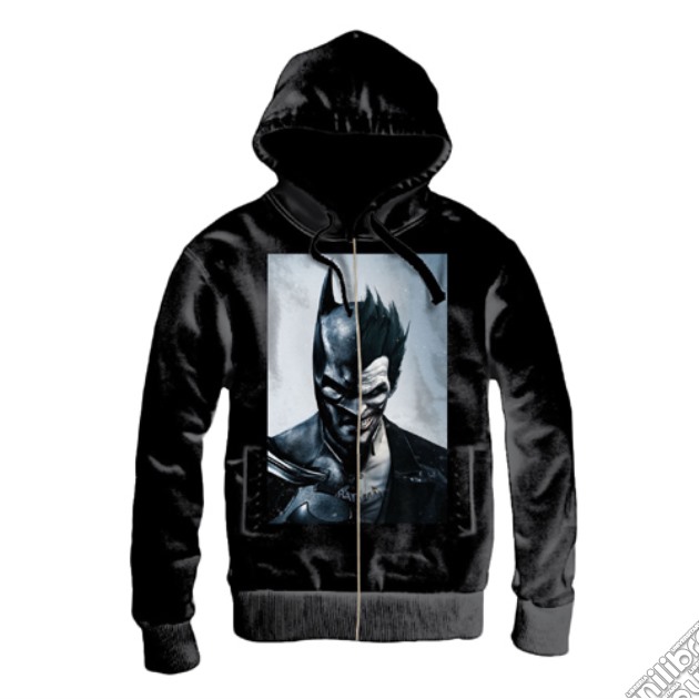 Batman - Arkham Knight - Half Batman Half Joker Zipped Hoodie (Felpa Con Cappuccio E Zip Uomo XXL) gioco di TimeCity