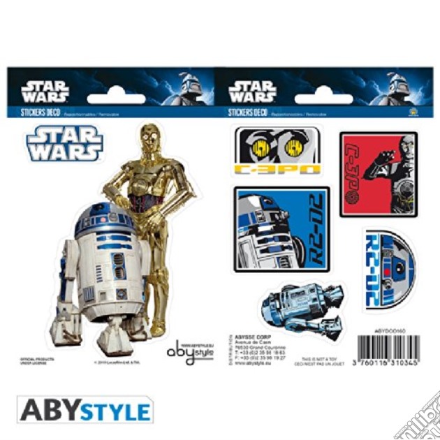 Star Wars - Stickers - 16X11cm/ 2 Sheets - R2-D2/ C3po X5 gioco di ABY Style