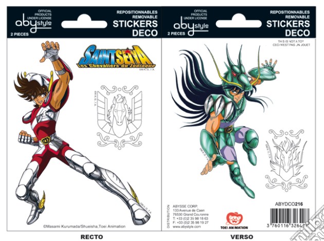Saint Seiya - Stickers - 16X11Cm/ 2 Sheets - Pegasus/Shiryu X5 gioco di ABY Style