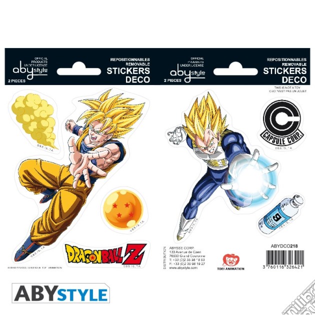 Dragon Ball -Stickers - 16X11Cm/ 2 Sheets - Dbz/ Goku-Vegeta X5 gioco di ABY Style