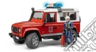Bruder 02596 - Land Rover Defender Station Wagon Pompieri Con Luci E Suono E Pompiere gioco di Bruder