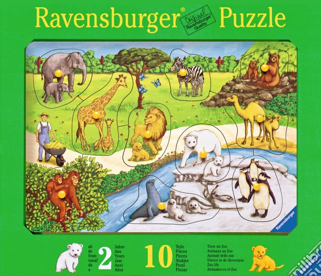 Baby puzzle in legno 10 pz sagomati - animali dello zoo puzzle di RAVENSBURGER