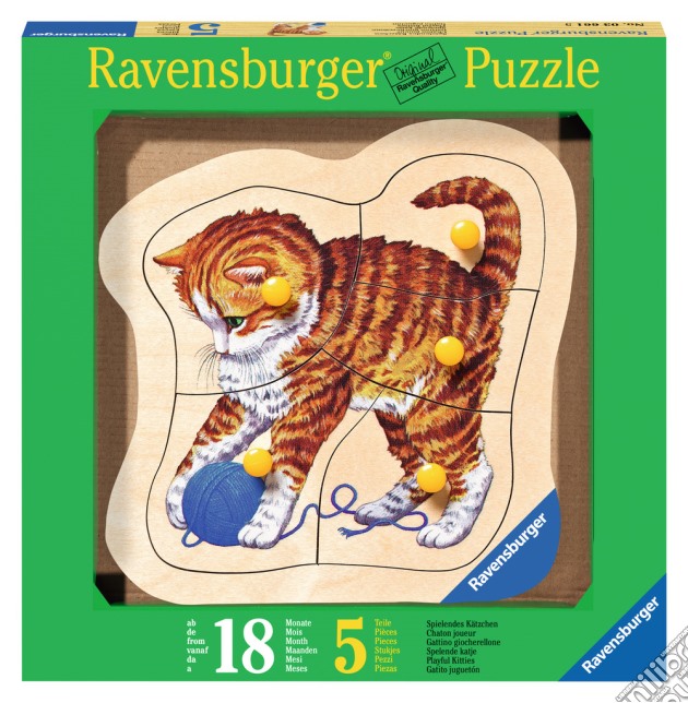 Baby puzzle in legno 5 pz - gattino giocherellone puzzle di RAVENSBURGER