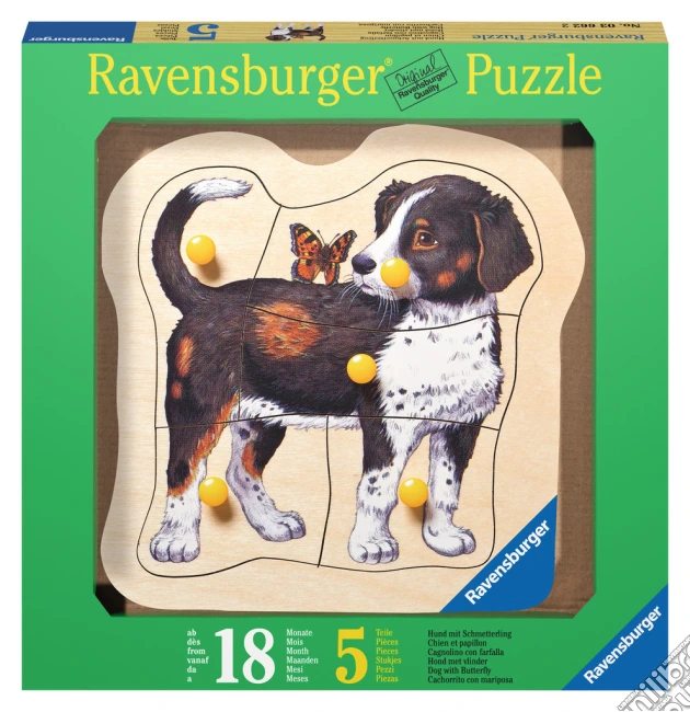 Baby puzzle in legno 5 pz - cagnolino e farfalla puzzle di RAVENSBURGER