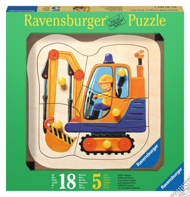 Baby puzzle in legno 5 pz - scavatrice gialla puzzle di RAVENSBURGER