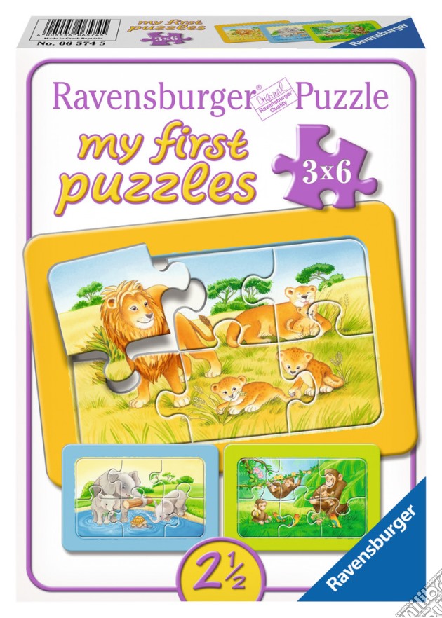 Ravensburger 06574 - My First Puzzle 3x6 Pz - Scimmie, Elefanti E Leoni puzzle di Ravensburger