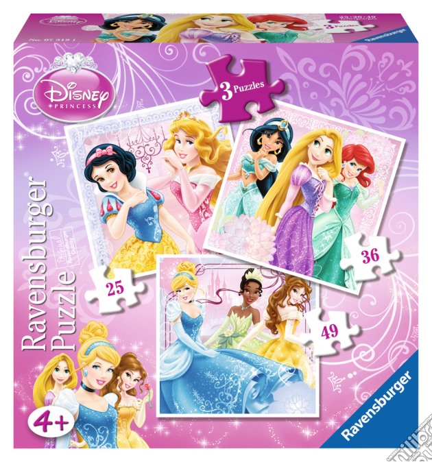 3 Puzzles: 25pc-36pc-49pc - Disney Princess puzzle di RAVENSBURGER