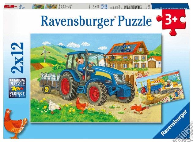 Ravensburger 7616 - Puzzle 2X12 Pz - Costruzioni E Fattoria puzzle di Ravensburger