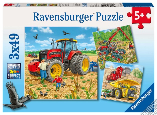 Ravensburger 8012 - Puzzle 3X49 Pz - Mezzi Di Lavoro puzzle di Ravensburger