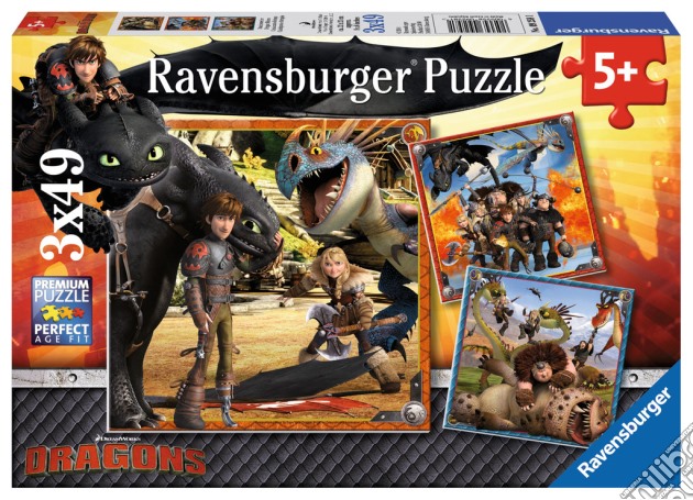 Ravensburger 09258 - Puzzle 3x49 Pz - Dragons puzzle