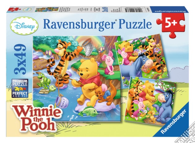 Puzzle 3x49 Pz - Winnie The Pooh - A Pesca puzzle di RAVENSBURGER