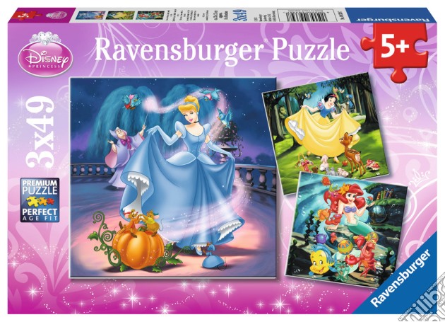 Ravensburger 09339 - Puzzle 3x49 Pz - Principesse Disney - Ariel, Biancaneve e Cenerentola puzzle