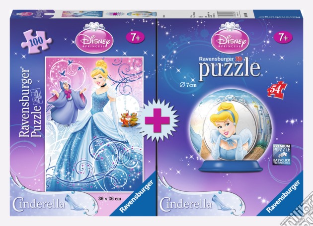 Bi-pack 100pz + mini 3d puzzle - dpr disney princess puzzle di RAVENSBURGER