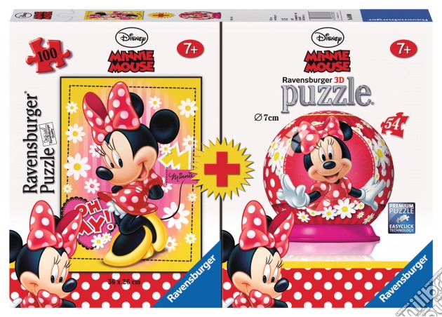 Bi-pack 100pz + mini 3d puzzle - dmm minnie mouse puzzle di RAVENSBURGER