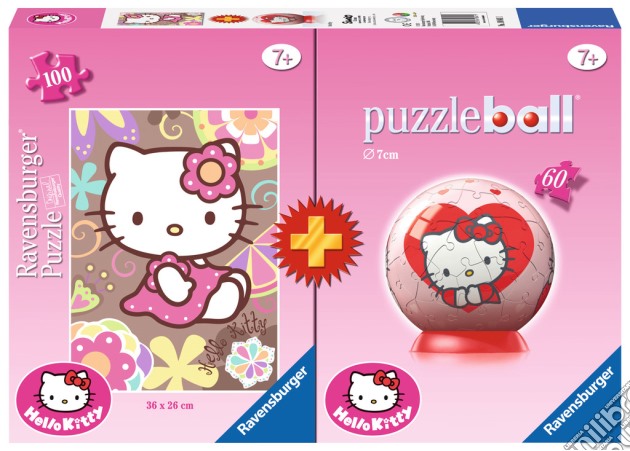 Hky hello kitty (puzzle 100pcs + puzzleball® 60pcs) (7+ anni) puzzle di RAVENSBURGER