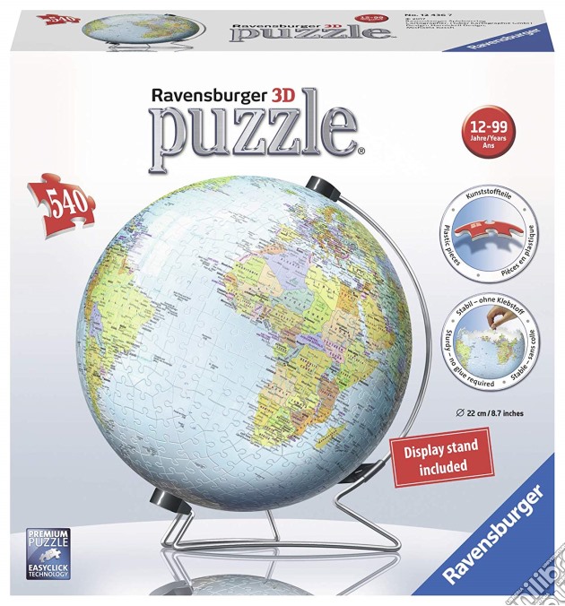 Ravensburger - 12436 7 - 3D Puzzle - 3D Globo 540 Pezzi puzzle di Ravensburger