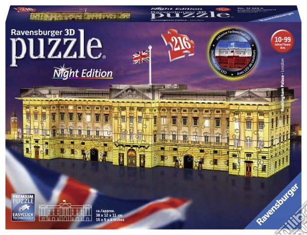 Ravensburger 12529 - 3D Puzzle Serie Speciali - Buckingham Palace Night Edition puzzle di Ravensburger