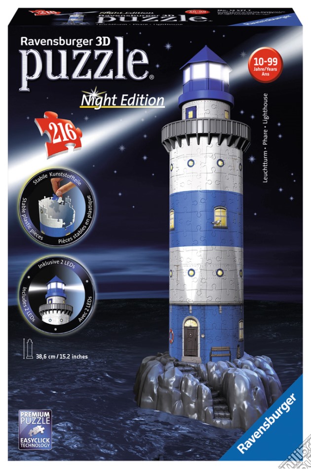 Ravensburger 12577 - Puzzle 3D Night Edition - Faro Con Luce puzzle di Ravensburger