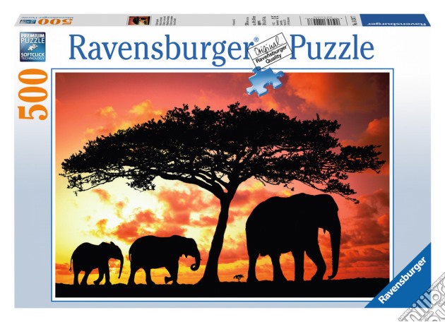 Puzzle 500 pz - Elefanti. Passeggiata al crepuscolo puzzle di RAVENSBURGER