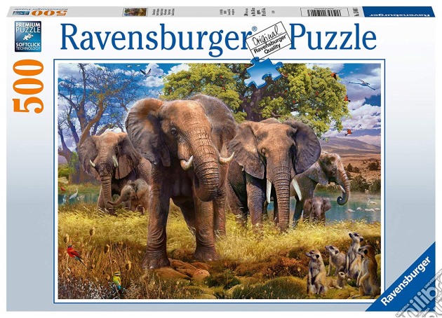Ravensburger 15040 3 - Puzzle 500 Pz - Famiglia Di Elefanti puzzle